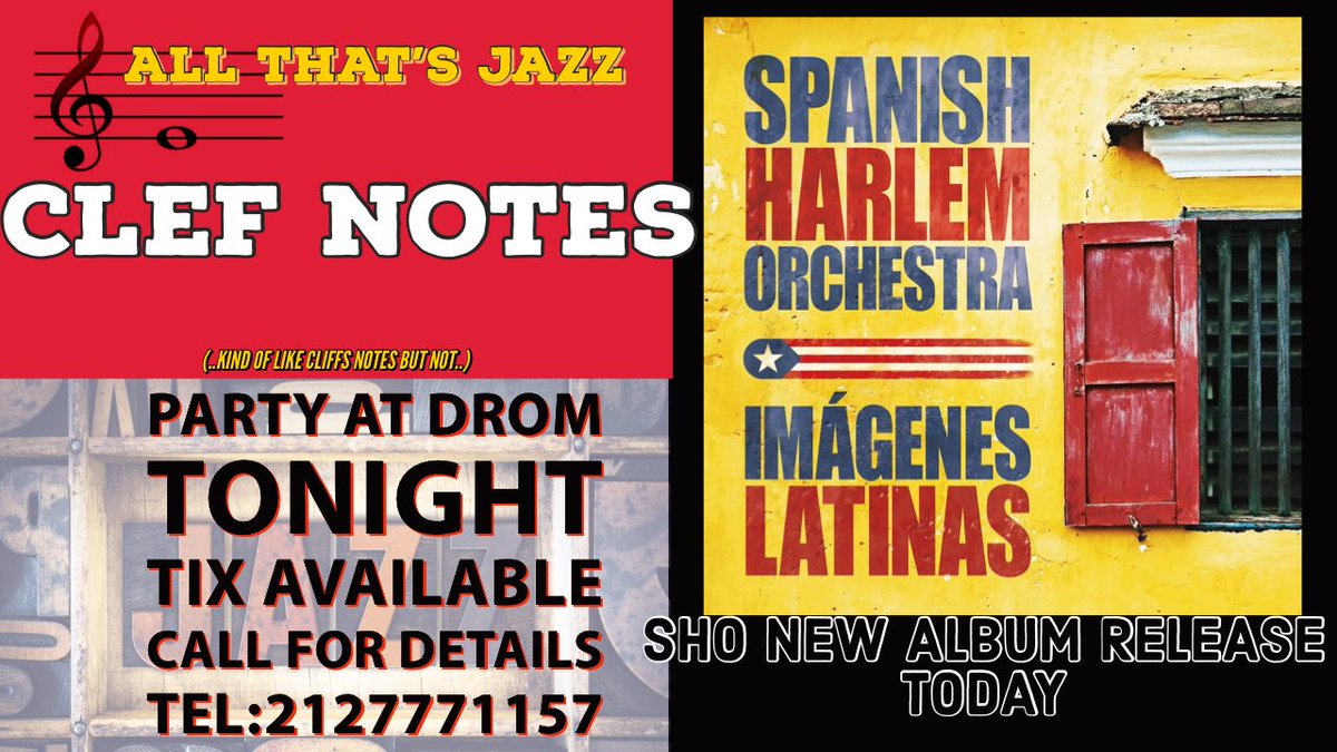 ATJazzPodcast's tweet image. #clefnotes 
@SpanishHarlemO #newalbum releases today. Party with them tonight at @dromnyc . Info and Tix available here.

dromnyc.com/event/spanish-…