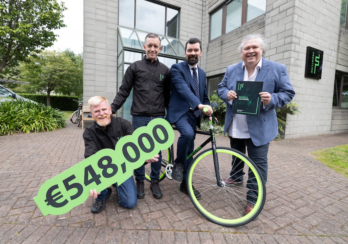 What a day!  So delighted to work with <a href="/FrontlineBikes1/">@FrontlineBikes</a> sharing the news of their landmark €548k investment from @DeptRCD. There's an inspirational team of people behind this fantastic social enterprise #buysocial #socialenterprise #circulareconomy