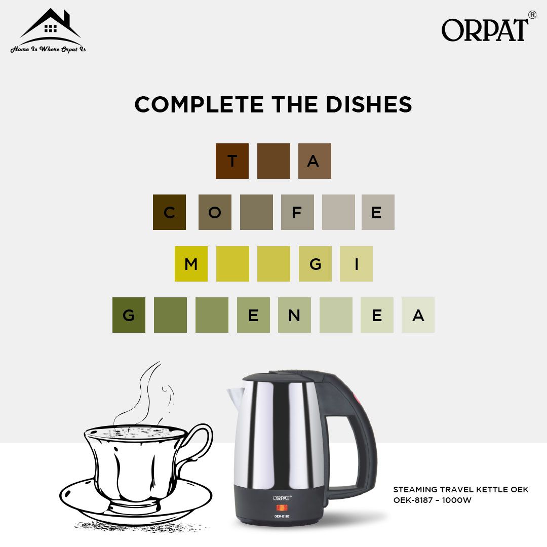 Here are some brew and dish names with missing letters; can you complete them and comment down below?

Tag and challenge your friends and family to increase your chances of winning.

orpatgroup.com

#Contest #ContestAlert #Orpat #HomeIsWhereOrpatIs #Electronics