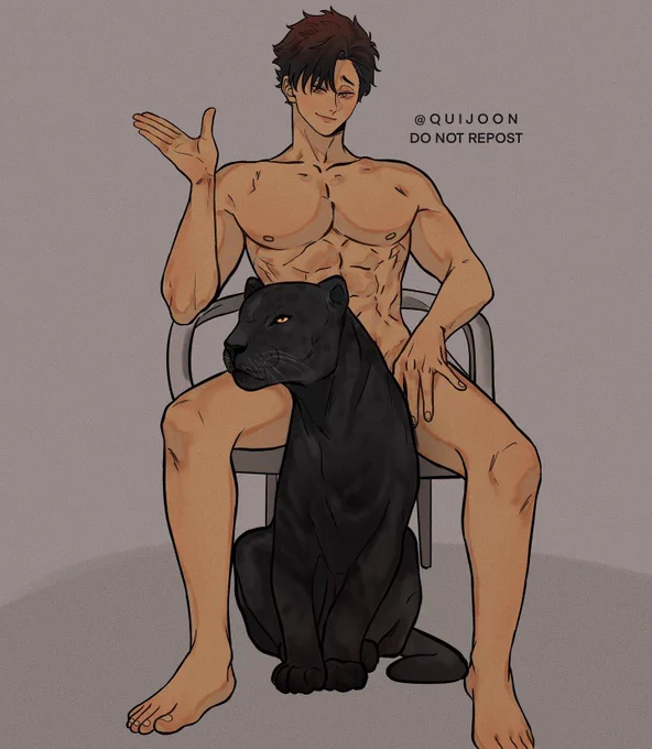 Since I'm done with half of my comms, here's kuroo with a panther 👀 

#kurootetsurou #Haikyuu 