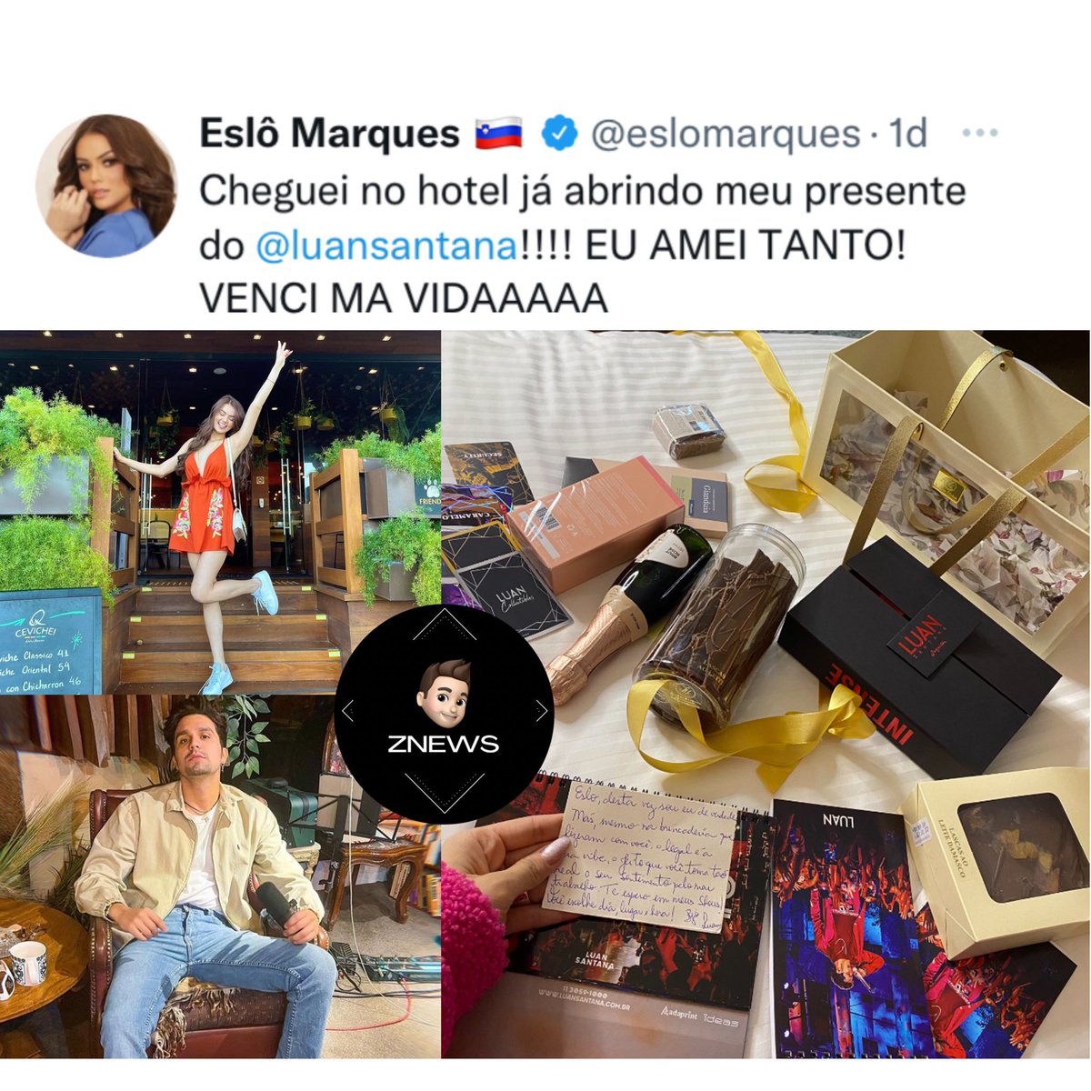 ZENEWSSS's tweet photo. Nada mais nada menos que LUAN SANTANA mandou recebidinhos para EX-BBB ESLÔ MARQUES 😱como vocês reagiriam a essa surpresa? #futricas #viral #fofoca #babados #famosos #noticias #tretas #fuxico #eslo #bbb
( Imagem 📷 : Reprodução /Twitter/Instagram) https://t.co/c0E9H5TZwe