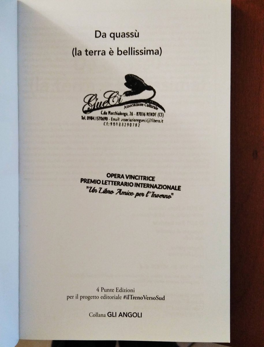 rita_epoesis's tweet photo. 🏵️📚Rita Stanzione, Da quassù (la terra è bellissima), 4 Punte Edizioni 2021 collana GLI ANGOLI #poesia #poesiaedita #libroedito #premioletterario Un libro amico per l'inverno #Rende associazione Gueci
14 maggio 2022 https://t.co/KKitEjNf3b