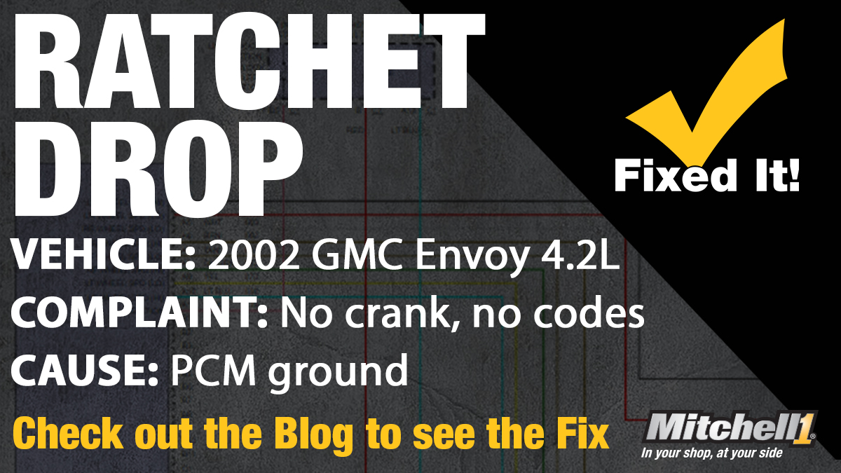 Mitchell1's tweet photo. 🚨🛠️ The latest #SureTrack #RealFix is here: RATCHET DRIO What do you do when your customer's 2002 #GMC #Envoy 4.2L has no crank and won't start? Check out how the technician came to this fix here: https://t.co/AlmGyM8cly https://t.co/bood1uZUB0