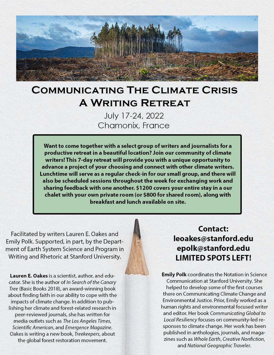 1-2 spots left in our climate writing retreat! This summer. Chamonix, France. July 17-24.