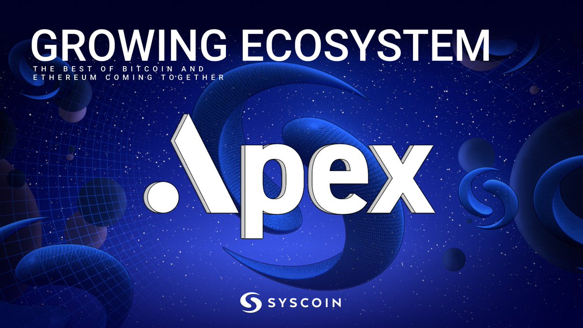 📢Partnership announcement

@apexnodes 🤝 <a href="/syscoin/">Syscoin</a>

Apex will deploy #ApexSwap #DEX on #Syscoin #NEVM L2 with #rollups

#ApexBridge is also slated bring #crosschain accessibility between the #Avalanche and $SYS ecosystems, starting with $WAVAX &amp; $WSYS.

🔗syscoin.org/news/apex-to-d…