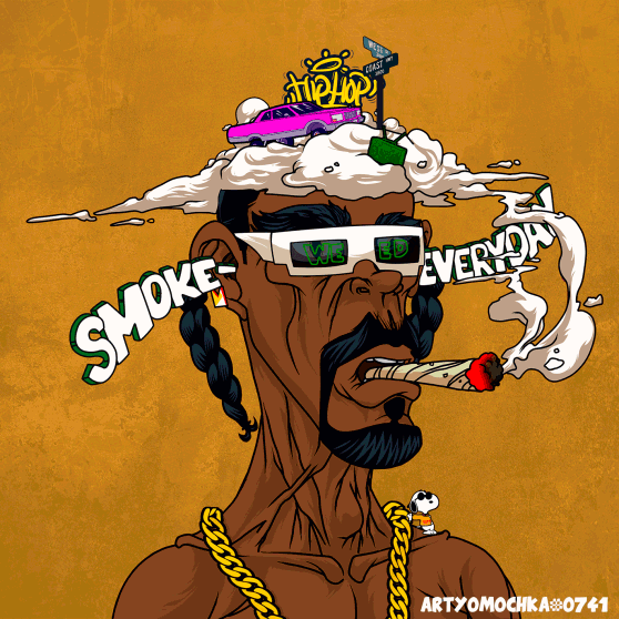 TapinwitJac's tweet photo. @SnoopDogg @FoodFightersU @SnoopDogg 

The @smokeheadsnft community wanted to thank you for all the work you've put into the hip-hop &amp; stoner communities!

We have mad respect for you here &amp; hope you like this artwork!

Come check us out and make your first move on Solana Unc! https://t.co/HJiPsRai4h