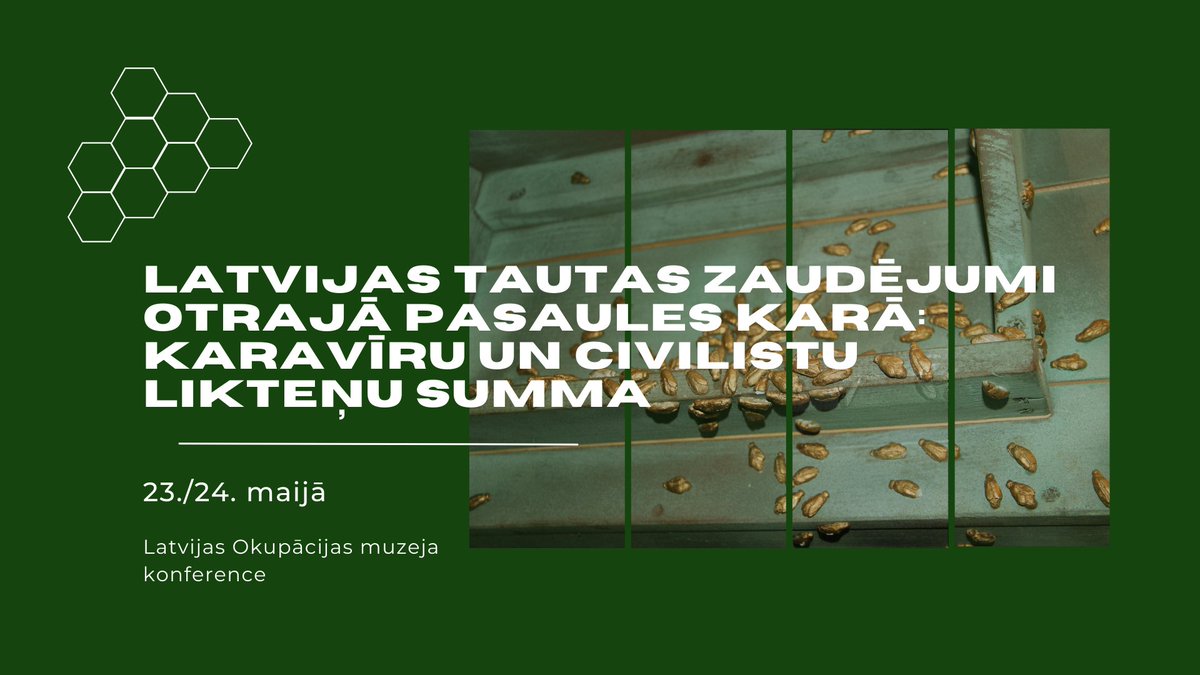 okupacijas_muz's tweet image. Latvieši, Latvija 🇱🇻, karš un skaitļi. Kas notika Otrajā pasaules karā un kādus zaudējumus cietām?
23. un 24. maijā aicinām uz konferenci "Latvijas tautas zaudējumi Otrajā pasaules karā: karavīru un civilistu likteņu summa".
👉 Vairāk: bit.ly/3Nd2zdZ
