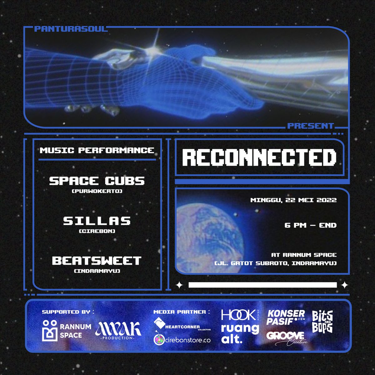 hcrecs's tweet photo. SABA: Space Cubs tour 2022
21/5 - After Begin 2, Kopi Kohi - Bandung
22/5 - Reconnected, Rannum Space - Indramayu
#spacecubs
#heartcornerrecords
#purwokerto
#saba
#tour https://t.co/2iSDOZdZic