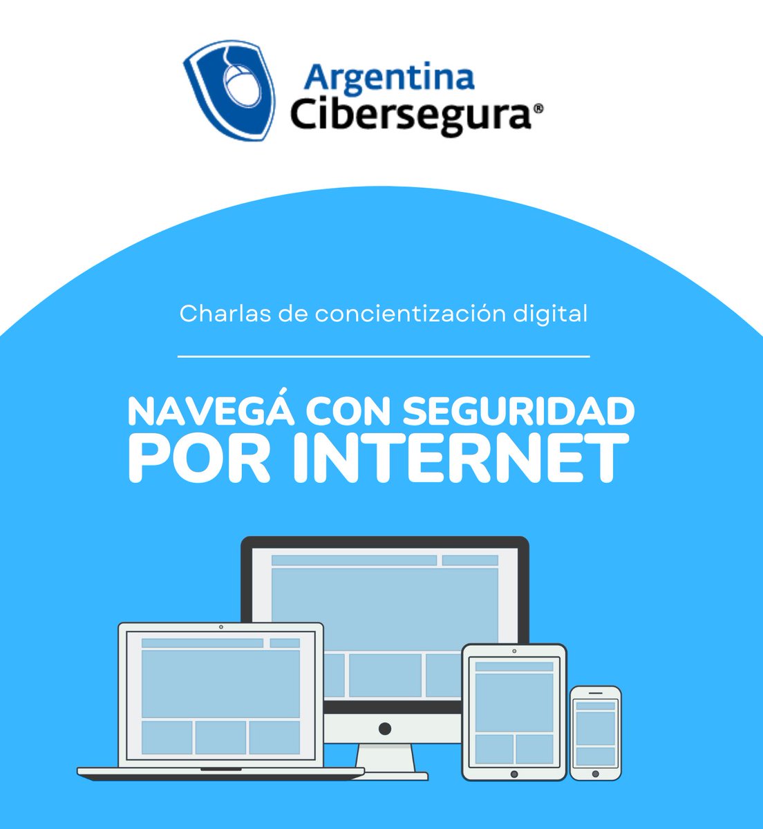 ¡Charlas de concientización! 💻// ¿Sabías que podes pedir nuestras charlas para todo tipo de instituciones y públicos? 👉🏻 Niños y niñas/ adolescentes, padres y adultos. 

¡Sumate a un mundo digital más seguro! 🌎 charlas.argentinacibersegura.org