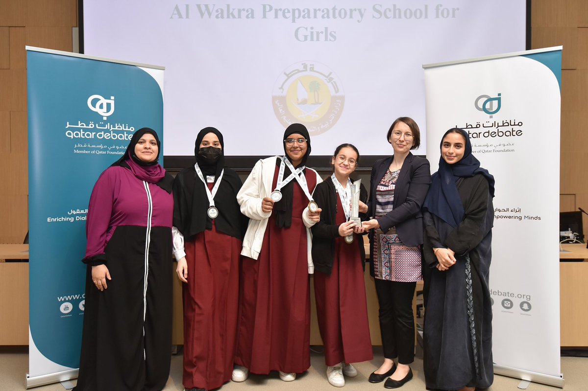 QatarDebate's tweet photo. 🏆 National champion (Girls): Olive Intl. School

🥈Nationals Runner Up (Girls): Philippine School Doha

🏆 EFL National Champion (Girls): Moza bint Mohammad School

🥈EFL Nationals Runner Up (Girls): Al Wakra School

#QPSDL
#QatarDebate https://t.co/lOQrsgoWZt
