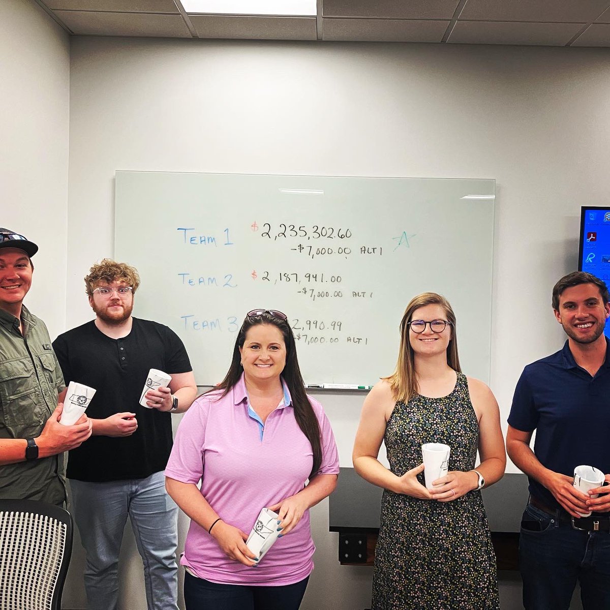 AGCMiddleTN's tweet photo. Mock bid day! Congratulations to team 1 construction for the bid closest to the right answer! Special thanks to Ricky at Volunteer Paving and the Nashville ASPE for running the event and @BELLConstCo l for hosting! https://t.co/CUdTNYkjrI