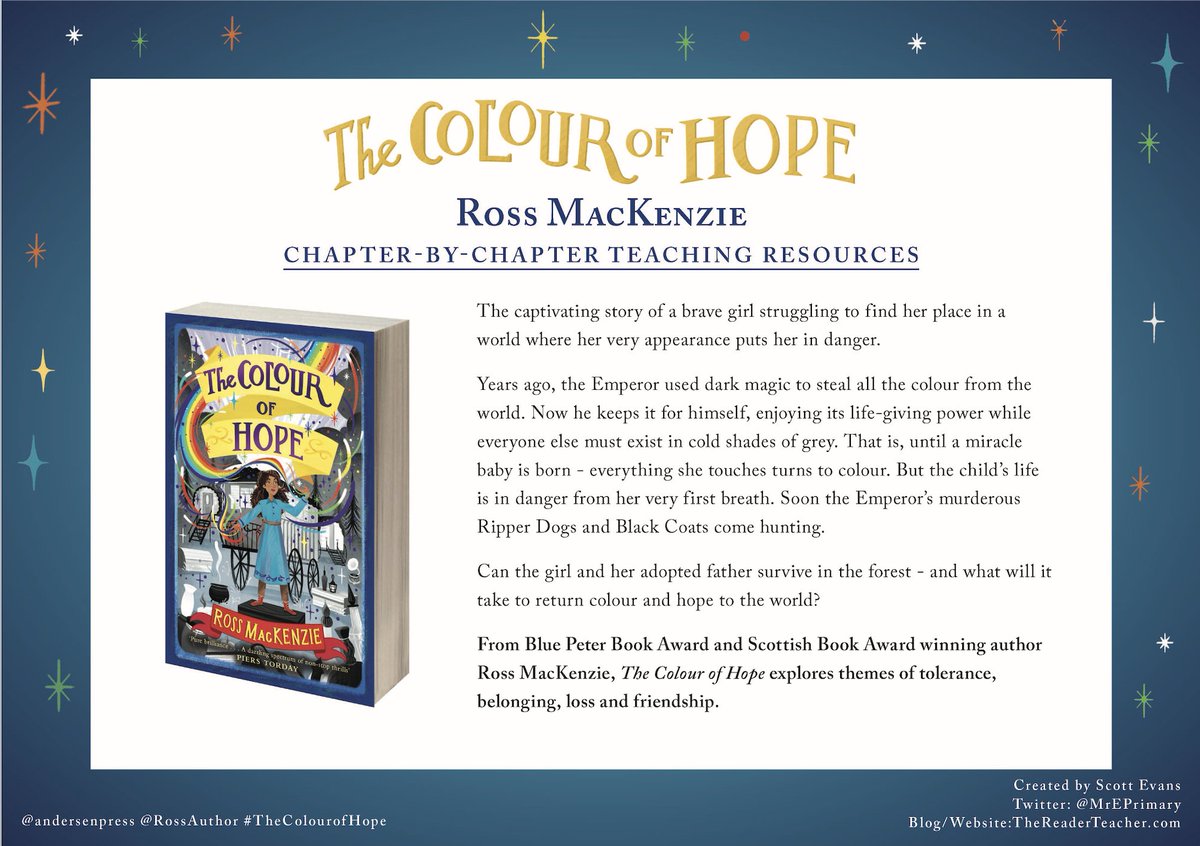 💫 FREE TEACHING RESOURCES FOR THE COLOUR OF HOPE 💫 Download these fantastic chapter-by-chapter teaching resources below with comprehension work, writing tasks and cross-curricular activities ✏️ Created by @MrEPrimary andersenpress.co.uk/wp-content/upl… @RossAuthor