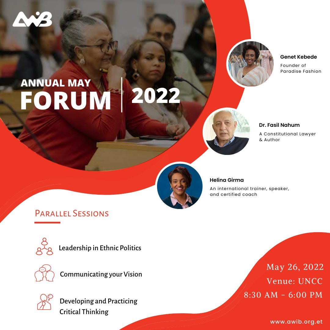 The most desired networking event of the year, Awib's May Forum 2022 <a href="/UNCC/">UNC Charlotte</a>. BUY your tickets before May 24 to ensure that you will be a part of a memorable event.

Find out more, Call 0947350259 for tickets
visit our office on the 8th floor of the Megenagna Seleshi Sehin building