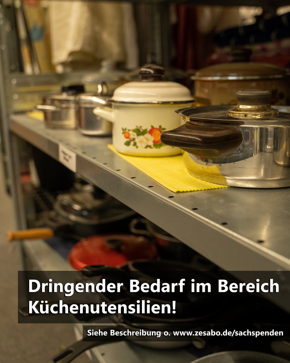 🔪🍽️🫖 Dringender Bedarf im Bereich Küchenutensilien!

💡 Eine Liste an dringend benötigten Artikel findet ihr auf Facebook + Insta. Aktuell gehaltene Bedarfslisten findet ihr auf unserer Website <3 zesabo.de/sachspenden