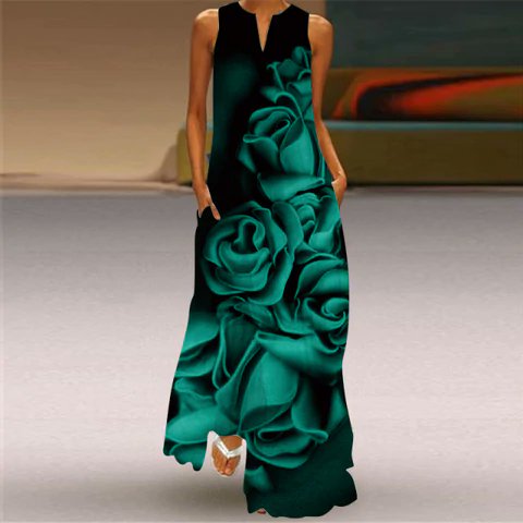 mamabearonline's tweet photo. WAYOFLOVE 2022  Sleeveless Black Dress Summer Beach Casual Elegant Breathable Long Dresses Woman V Neck Rose Print Women&amp;#39;s Dress https://t.co/vfgDxST4Gi https://t.co/I6g9IqHo45