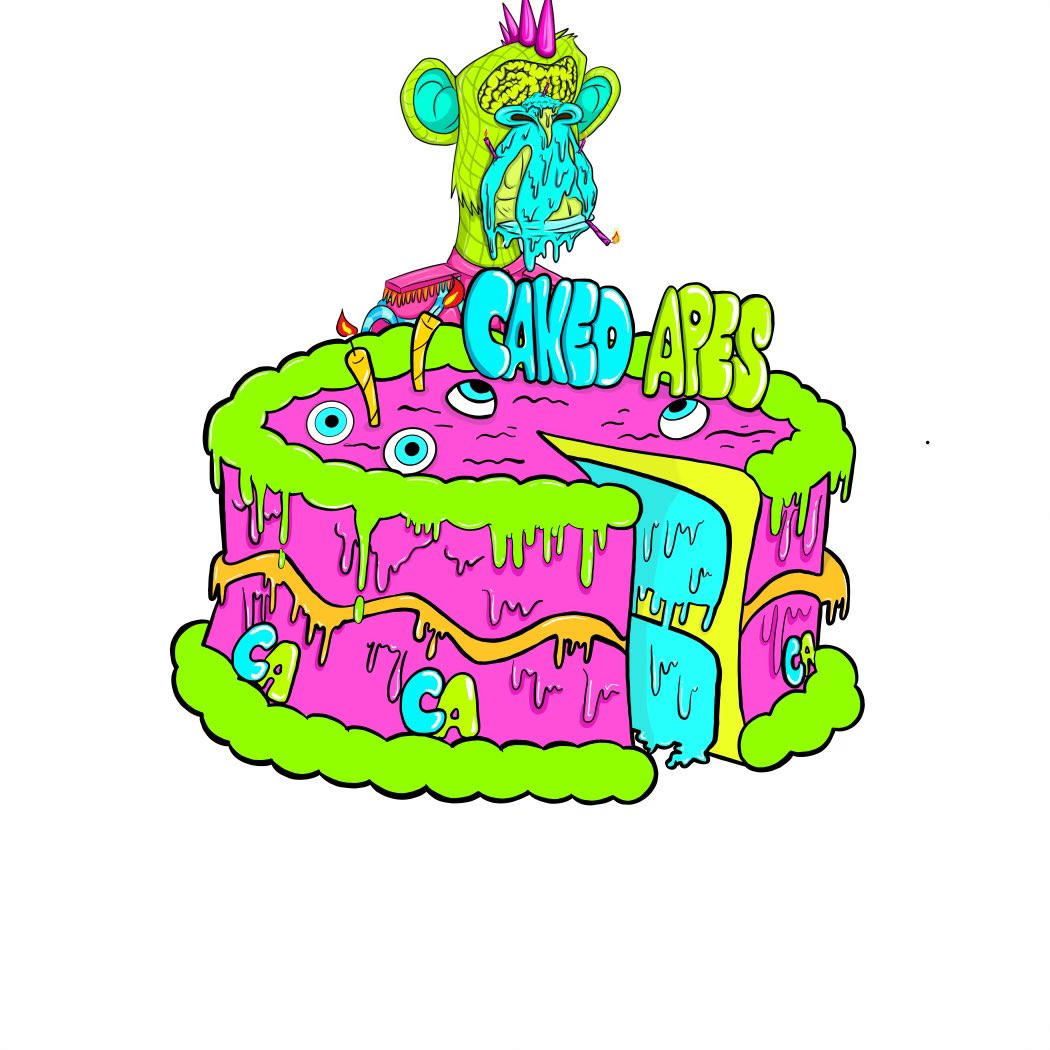 NautPhantom's tweet photo. Anyone want some cake on this fine Friday?! 😎 Baked a cake myself 🍰🎂☕️ @CakedApes 

s/o cake apes for this fun drawing challenge 🔥🙏#cakeapes #nft https://t.co/S4Y9mBoHFb