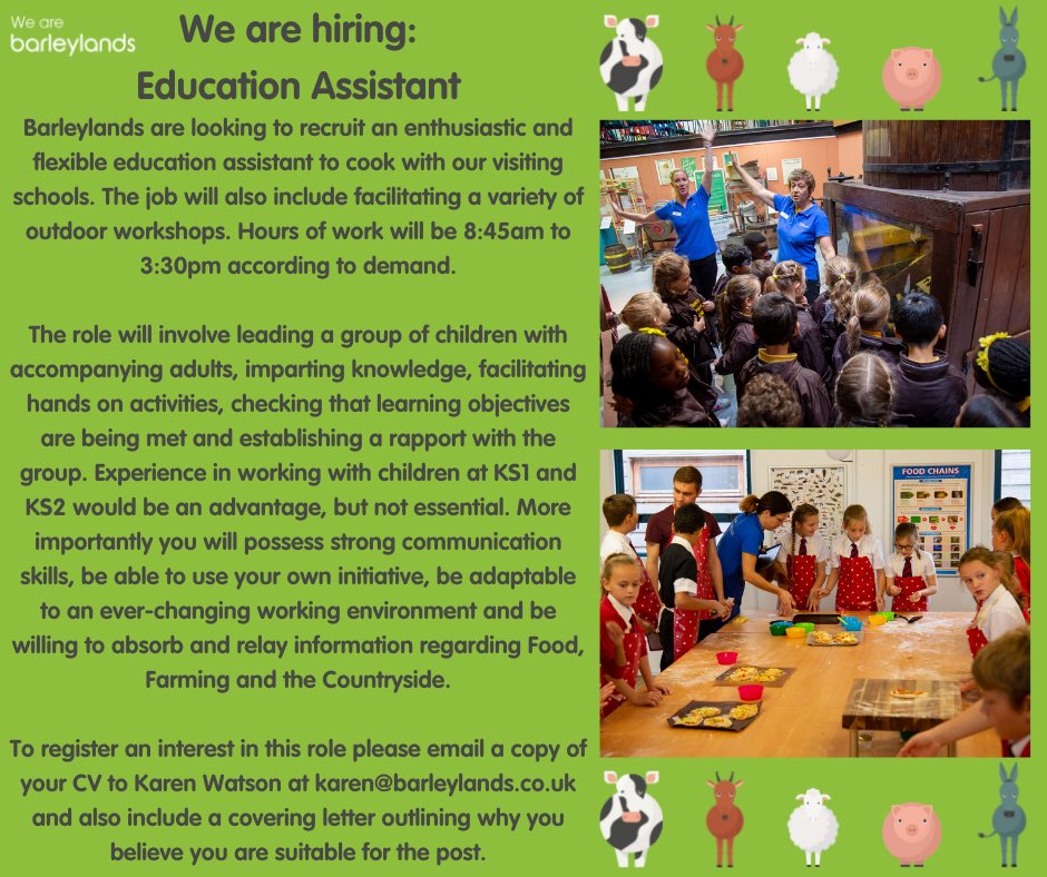 Barleylands Education (@barleylands) on Twitter photo Our Education Team are expanding! If you think you fit the description below send an email to karen@barleylands.co.uk 🐮🐷 Our Education Team are expanding! If you think you fit the description below send an email to karen@barleylands.co.uk 🐮🐷
