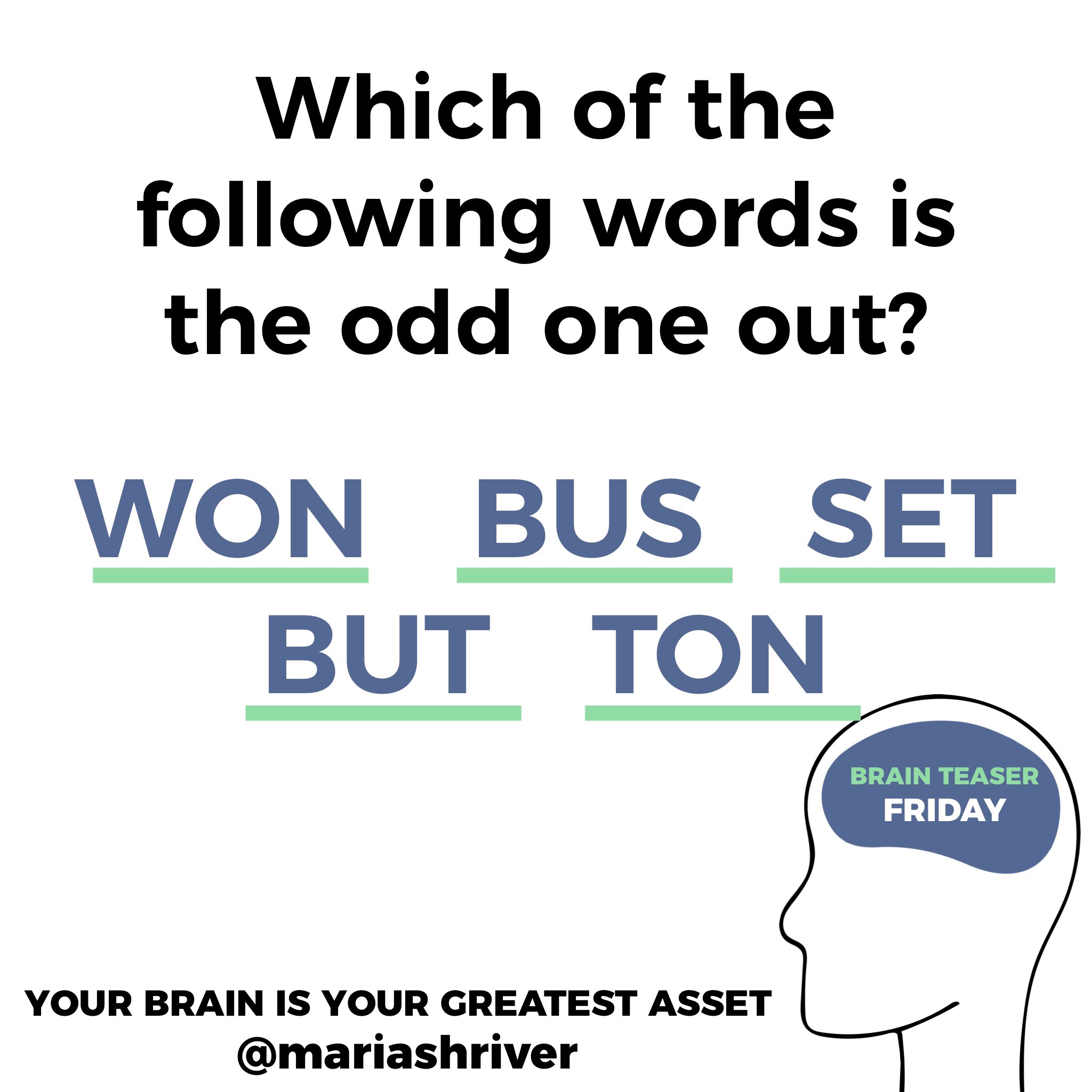 Maria Shriver on Twitter "It’s time for the FridayBrainTeaser! Can