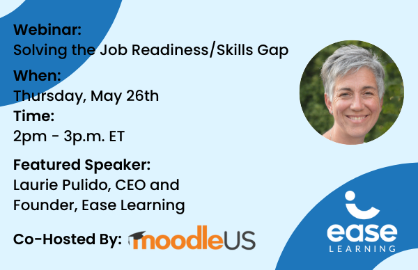 Join us Thursday, 5/26 for a webinar featuring Laurie Pulido as she discusses how to solve the job readiness/skills gap - sign up today! ringcentr.al/3sCpK9F #highereduction #onlinelearning #dei