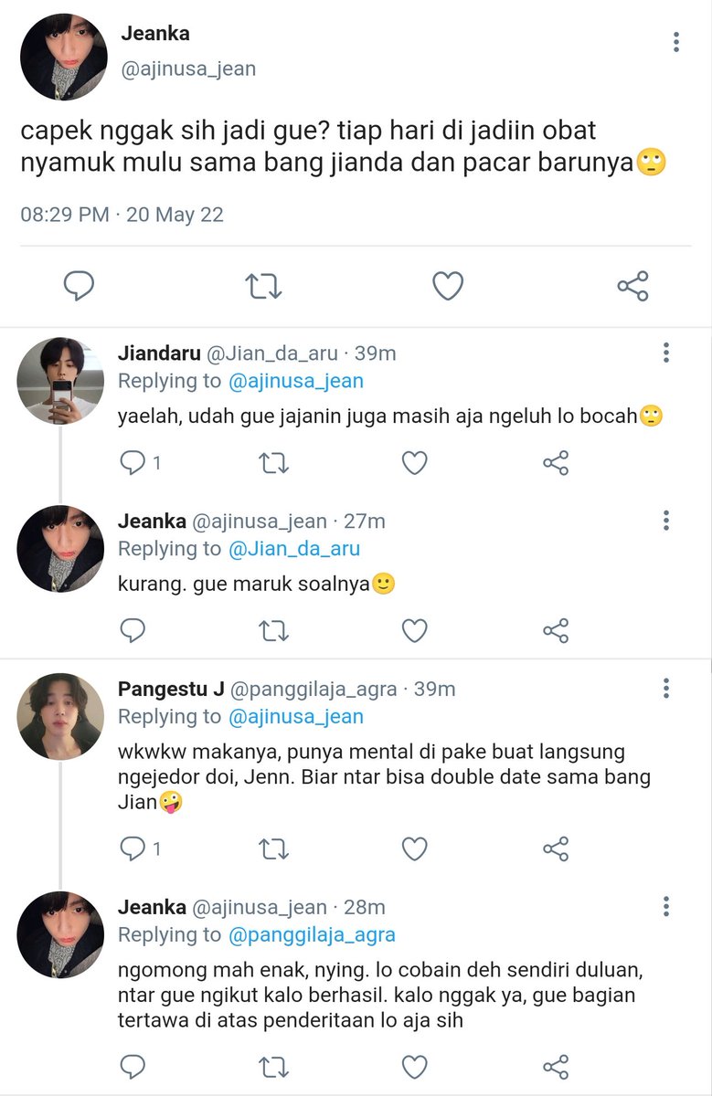chocooya's tweet photo. yoonkook lokal au
Jeanka Ajinusa x Sageru Youviantara
ㅡ
"Kak Eru, ayo pacaran! " ㅡ Jean https://t.co/EVpHXqRTsI
