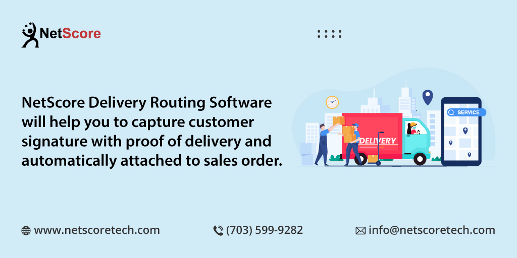 NetScoreTech's tweet image. NetScore Delivery Routing Software will assist you in capturing customer signatures and attaching them to sales orders automatically. Photos and delivery time stamps are updated on the sales order.
Visit here: bit.ly/3wHwGUi
#deliveryrouting #proofofdelivery