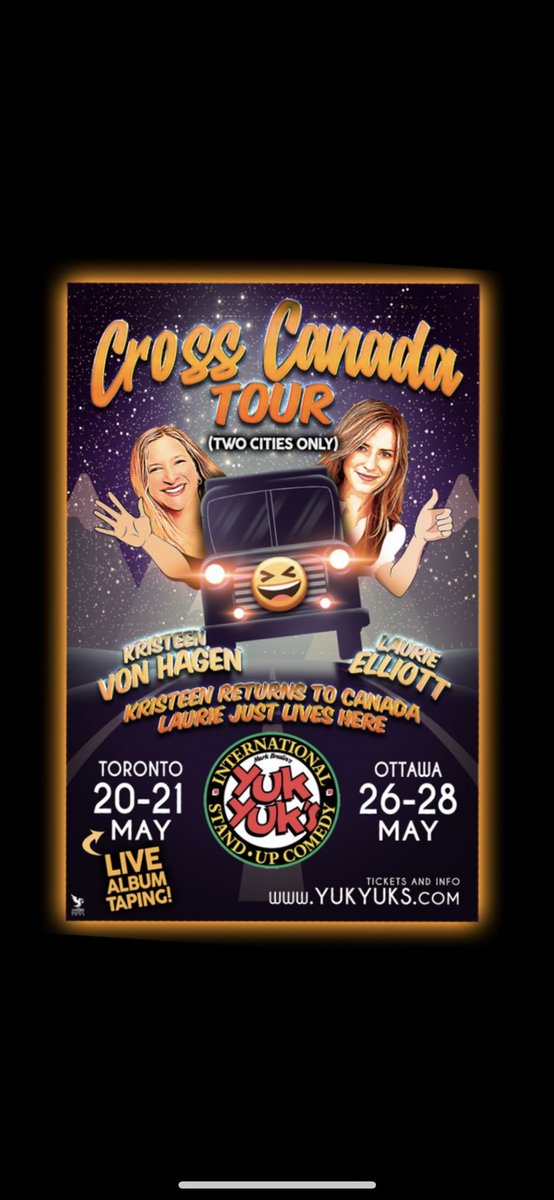 Kristeen von Hagen (@kvonhagen) on Twitter photo TORONTO! Tonight & tomorrow - 730pm  Yukyuks.com for tickets. <a href="/yukyuks/">Yuk Yuk's</a> <a href="/ThaFloatingHead/">Laurie Elliott</a> TORONTO! Tonight & tomorrow - 730pm  Yukyuks.com for tickets. <a href="/yukyuks/">Yuk Yuk's</a> <a href="/ThaFloatingHead/">Laurie Elliott</a>