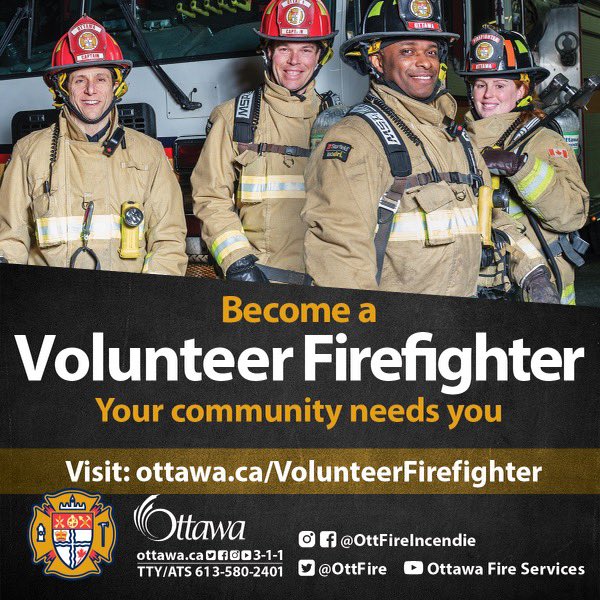 Ottawa Fire is hiring Volunteer Firefighters. We are looking for highly motivated candidates who have a passion for serving their community. Check out our website for more information: ottawa.ca/VolunteerFiref…