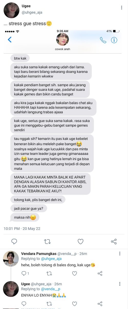 chocooya's tweet photo. taegi lokal onetweet au

Vendara Pamungkas X Ugee Mahesa
 ㅡ
"Jadi pacar gue ya? maksa nih! " ㅡ Vendara
"Sumpah, lo aneh" ㅡ Ugee

tag: a lil bit weird? maybe🤡 https://t.co/7zRs3RsjAJ