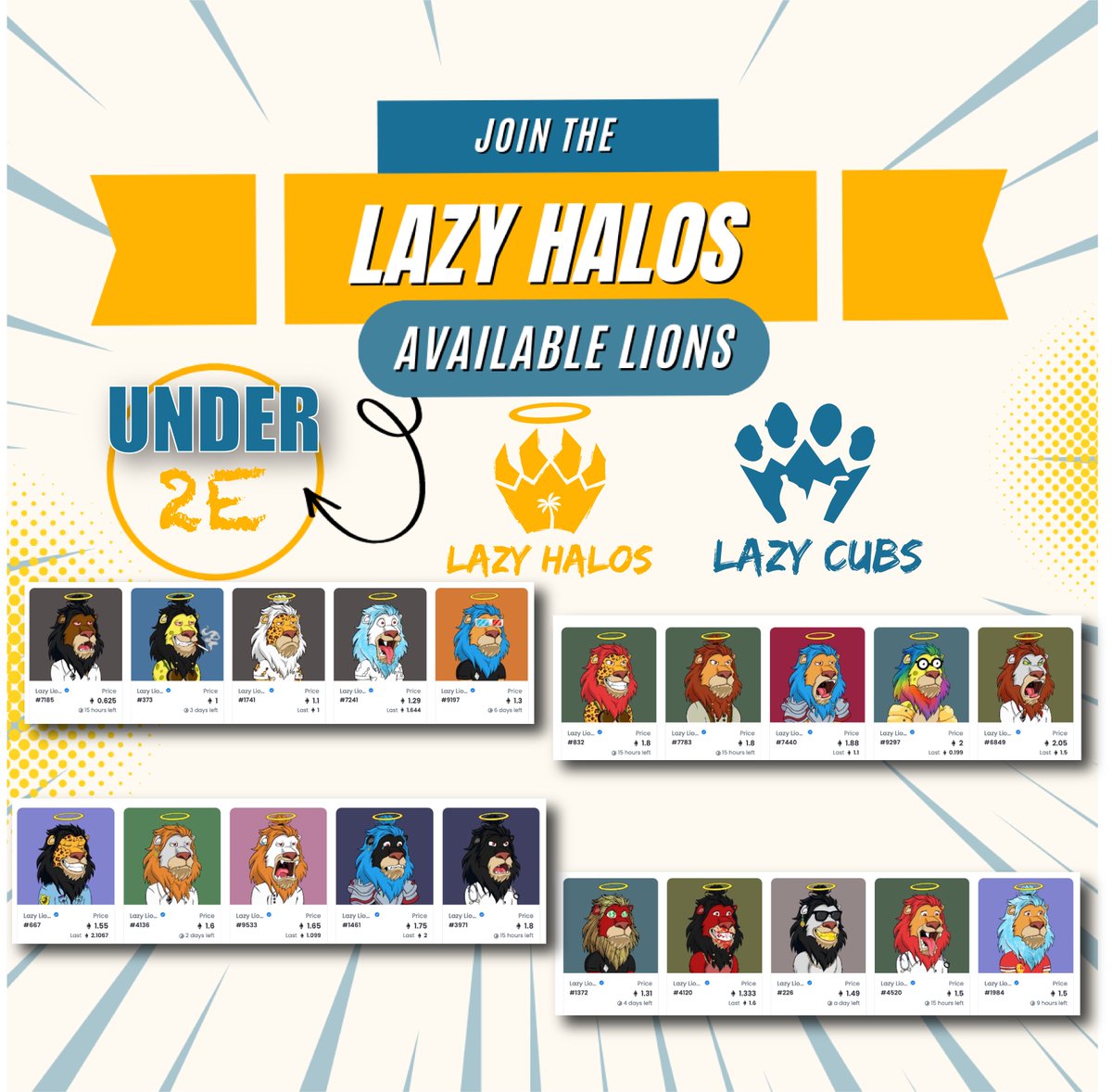 GucciPineapples's tweet photo. We are a TEAM, Watch us build an EMPIRE together!
#LazyHalos @LazyLionsNFT 
There are some amazing deals to be had in the #LazyHalo trait group. Join the team and let’s build together. https://t.co/UKZqY14LoQ