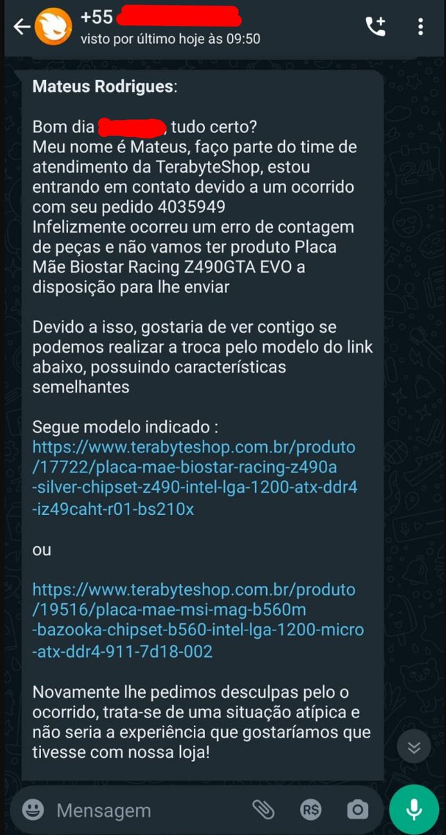 FuryTheKid's tweet image. Mais uma vez a @Terabyteshop
 vende um produto que não tem em estoque e tenta substituir com um BEM inferior achando que o cliente é leigo e não sabe o que está fazendo.

Seguem prints do atendente querendo me convencer de que uma Z490 GTA é inferior a uma Z490 GTA EVO e a thread