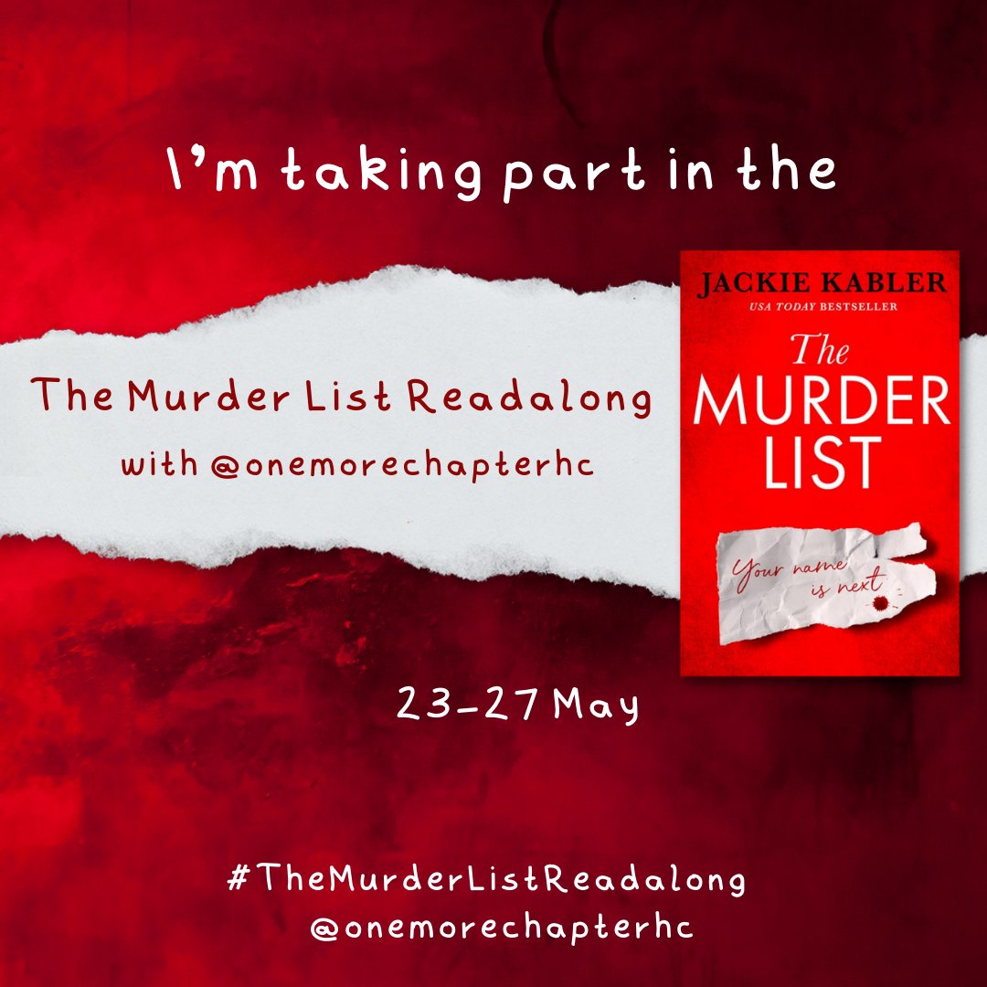 0neMoreChapter_'s tweet photo. Next week! 🔪☠️
The trusty OMC bloggers and I will be taking on THIS exciting new read from @jackiekabler in another #OMCReadalong! Keep your eyes peeled for our thoughts 👀
#TheMurderList #TheMurderListReadalong
Pre-order the book here 👉https://t.co/lPkyQrRRJu https://t.co/KS4D5wQbn1
