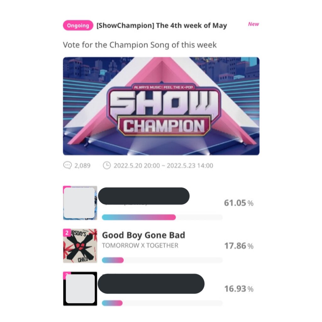 workxtogether's tweet image. 🗳| La votación de idolchamp para Show Champion ya abrió, ve y deja tus votos❕

🚨La distancia con el primer puesto es muy grande y con el tercero muy poco🚨

Si te hacen falta 💙 puedes contestar los quizz, las respuestas están en @/onlyquizanswers 

🔗 promo-web.idolchamp.com/app_proxy.html…