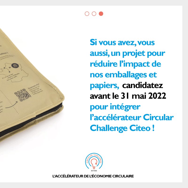 citeofrance's tweet photo. Comme @Hiplicolis, vous souhaitez bénéficier d'un accompagnement sur-mesure pour accélérer votre solution pour l'#economiecirculaire ?

Vous avez jusqu'au 31 mai pour candidater et rejoindre l'accélérateur Circular Challenge Citeo !