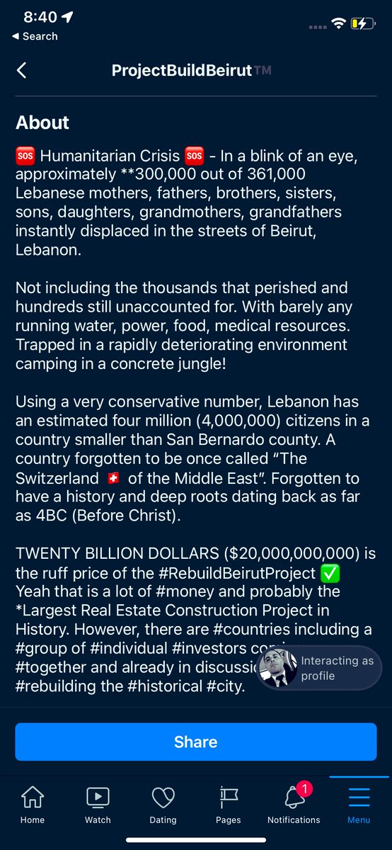 Believe me #Beirut, I have not forgotten about you. I’ve been working on you, however forgive me. Had few things in my life that needed my attention, only raised $60. 

P. S. The original amount was $100,000,000. —