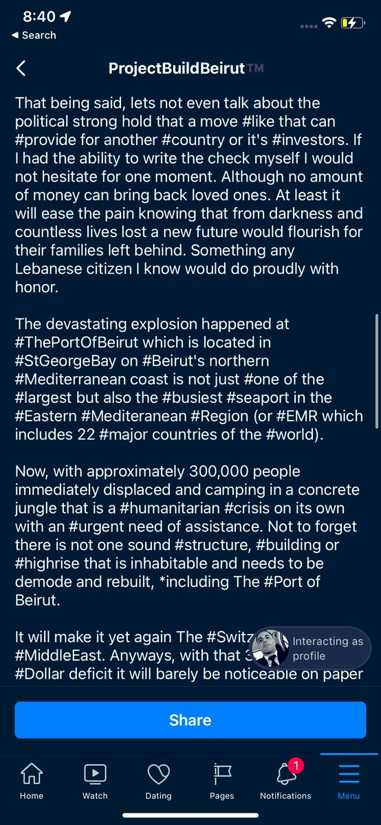Believe me #Beirut, I have not forgotten about you. I’ve been working on you, however forgive me. Had few things in my life that needed my attention, only raised $60. 

P. S. The original amount was $100,000,000. —