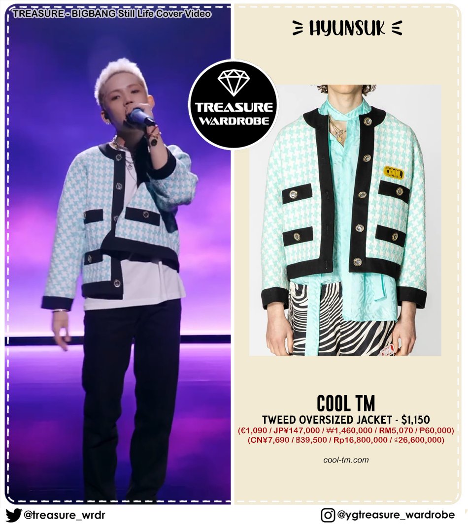 TREASURE WARDROBE on X: #HYUNSUK wearing #LOUISVUITTON bomber + denim  trousers #JIHOON wearing #CHANEL tweed jacket #HYUNSUKWARDROBE  #JIHOONWARDROBE #TREASURE #트레저 #トレジャ #최현석 #CHOIHYUNSUK #지훈 #