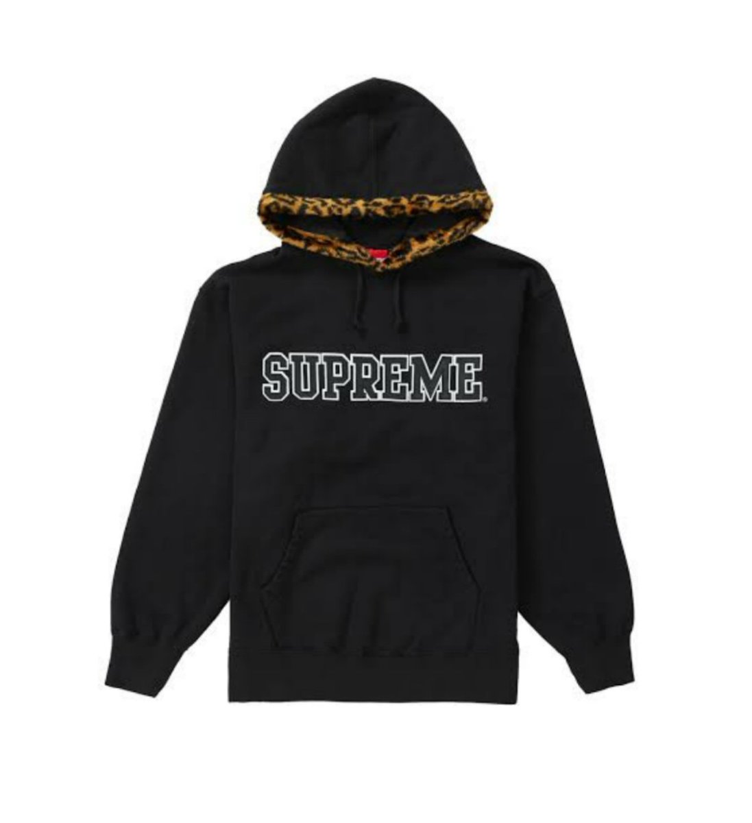 Supreme Leopard Trim Hooded Sweatshirt Red