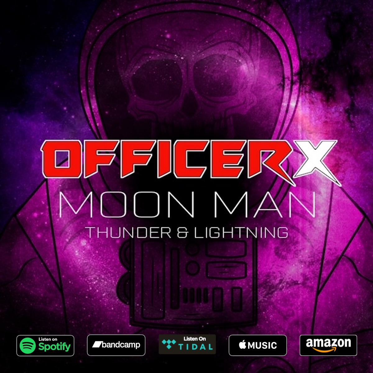knyvetpr's tweet image. Soar with @officerxmusic across a #heavymetal galaxy as 'Moon Man' hits the streams. The Boston band's new single is out TODAY, backed with a riff-mad cover of #ThinLizzy's 'Thunder And Lightning'. Fire it up, add it to your #playlist, and make Officer X your new favorite band.