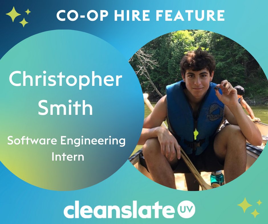 cleanslateuv's tweet photo. This week's feature is Christopher Smith!😁
Christopher is a fourth-year university student studying computer science
His role will be building new software and working on BLE features for upcoming projects
Stay tuned for next week!🎉
#Coops #SoftwareEngineering #CleanSlateUV https://t.co/uVN56XXhtm