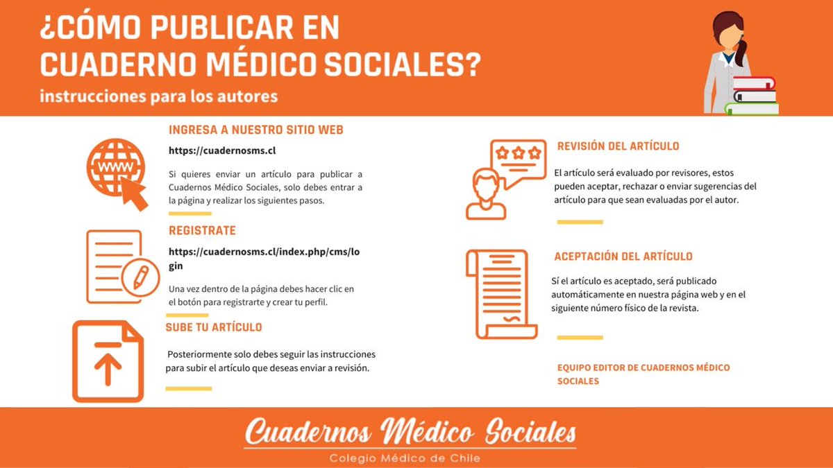 colmedchile's tweet photo. ¿Quieres publicar en @SaludCM?
Su nueva página https://t.co/LYM9z0nk6f trabaja con el sistema #OpenJournalSystem lo que facilita la publicación de artículos, por lo que invitamos a quienes estén interesados en enviar sus textos o ser revisores, a seguir los siguientes pasos👇 https://t.co/c8Tq04KlgD