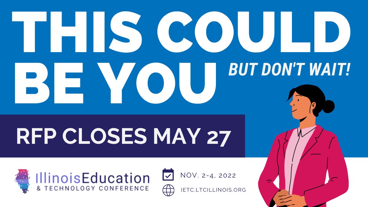 Learning Technology Center (LTC) (@ltcillinois) on Twitter photo ‼️SUBMISSION DEADLINE ‼️ Session applications for <a href="/ILEdTechCon/">IETC (Illinois Education & Technology Conference)</a> close in 1 week on May 27. Don’t wait to apply for your chance to share your views of & experiences with digital tools, integration strategies, emerging edtech trends & more! 📨 hubs.ly/Q01818MM0 #IETC ‼️SUBMISSION DEADLINE ‼️ Session applications for <a href="/ILEdTechCon/">IETC (Illinois Education & Technology Conference)</a> close in 1 week on May 27. Don’t wait to apply for your chance to share your views of & experiences with digital tools, integration strategies, emerging edtech trends & more! 📨 hubs.ly/Q01818MM0 #IETC