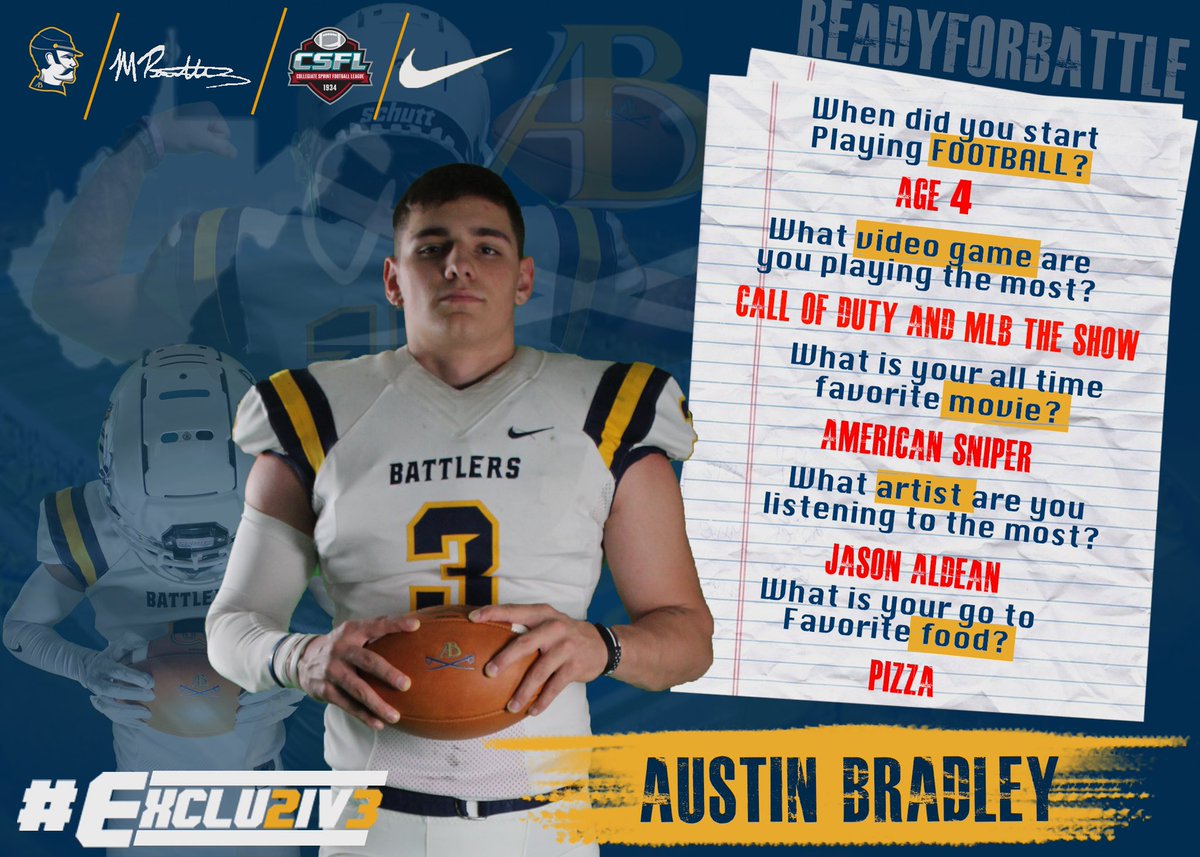 FootballEYED's tweet photo. Every Friday we will be featuring one of our guys!To start we have One of our captains Austin Bradley. DL #FeatureFriday #Exclu2iv3 https://t.co/gZo0NbqUgE