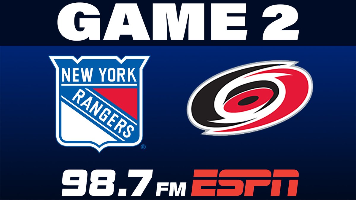 TONIGHT’S #StanleyCupPlayoffs ACTION ON @ESPNNY98_7FM — ROUND 2 GAME 2 — #NYR at Hurricanes — Coverage starts at 7P with an extended <a href="/DonLagreca/">Don La Greca</a> pregame then it's <a href="/KennyAlbert/">Kenny Albert</a> &amp; <a href="/DaveMaloneyMSG/">Dave Maloney</a> on 98.7FM,  #ESPNNewYorkApp, ESPNNewYork.com &amp; "98.7 ESPN" on smart speakers