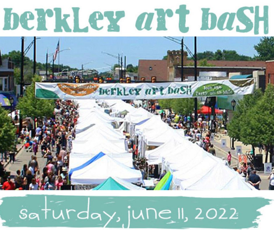 DowntownBerkley's tweet photo. The Berkley Art Bash has been transforming Twelve Mile Road in Downtown Berkley into an art filled street party since 2001. Join us Saturday, June 11 for an amazing day in Downtown Berkley. #DowntownBerkley #Event #Entertainment #Art #ArtBash https://t.co/D6o2kctxkb