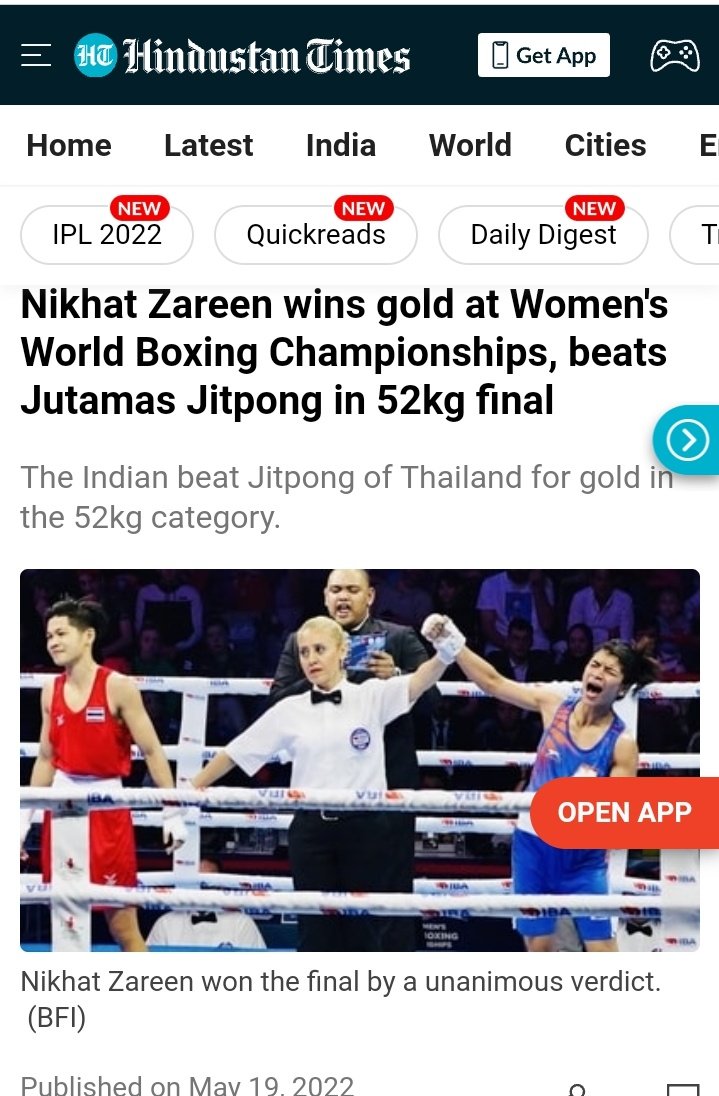 We still know how to bring laurels to the country.
Everyone may think of mixing us to the soil but still we know how to rise.

A big round of applause for the #DaughterOfIndia  #NikhatZareen of Telangana who secured #goldmedal at the #WorldBoxingChampionships.