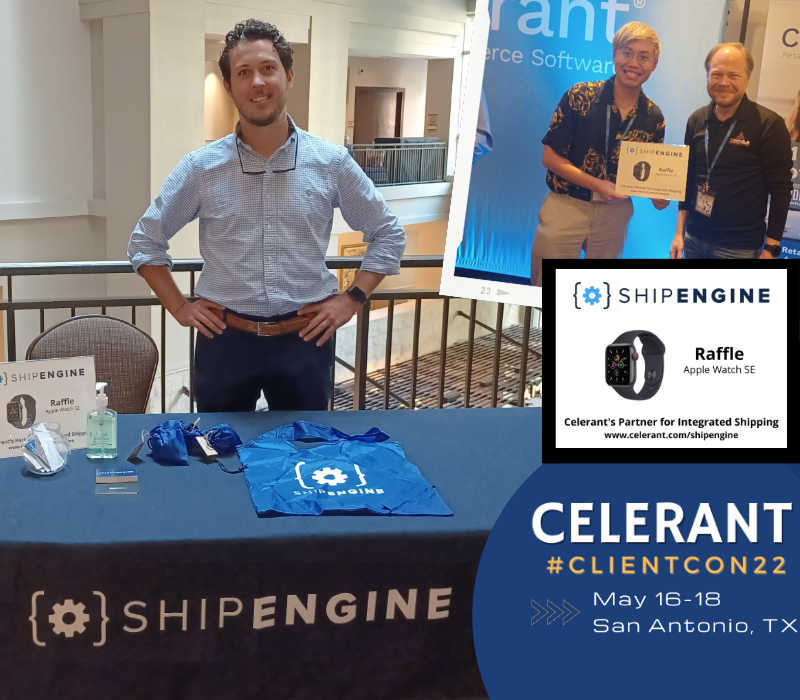 CelerantTech's tweet photo. We thank @ShipEngineAPI for sponsoring our annual client conference in Texas. Kudos to Gabriel Chan ๐๐ฝ and Matthew Drazan ๐๐ฝ for all your efforts at the event. Congrats to our client, Justin Card from @TriangleAcademy for winning their #AppleWatchSE raffle. โ๐ #ClientCon22 https://t.co/ZEW27odaGd