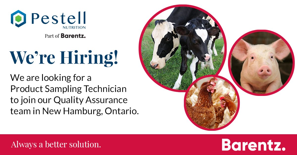 We are hiring! Pestell Nutrition is looking for a Product Sampling Technician to join our Quality Assurance team in New Hamburg, Ontario.
Read more: lnkd.in/eeh4fwQi
#hiring #qualityassurance #animalnutrition