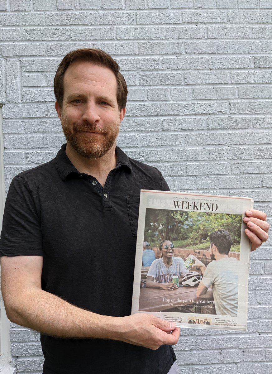 Did I just force @Brewsers12 to take a photo with the @washingtonpost Weekend Section? Yes. Yes I did. Thanks for such an amazing feature, @fritzhahn!

If anyone has extra copies, send 'em my way! 🥰📰

#DrinkMBT #MetropolitanBeerTrail #ProudWife