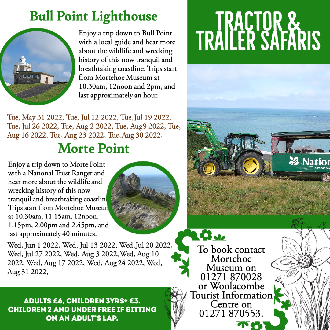 They are back! Tractor and Trailer Safaris for 2022! #woolacombe #mortehoe #northdevon trips can be booked at the museum during opening hours or by contacting <a href="/WoolacombeTIC/">Woolacombe TIC</a>