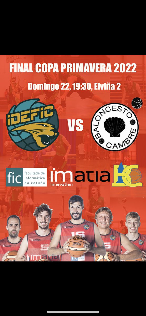 FIC_UDC's tweet photo. 🏀🏀 #forzaIDEFIC 💪🏻💪🏻

Final Copa Primavera 2022!!

📅 domingo 22
🕢19:30
🏟 Elviña 2

IDEFIC vs Baloncesto Cambre

#vamosEquipo https://t.co/evWoo2D7AK